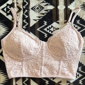 Streetwear Society Lace Longline Bra in Soft Pink